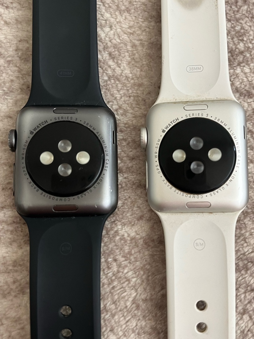 Bundle of 2 Apple Watch Series 3 (38mm) GPS Aluminum – Black & White – S/M Bands - Picture 3 of 10